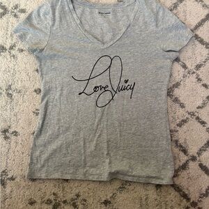 Juicy Couture Love Juicy Gray V Neck T-Shirt Women’s Small
